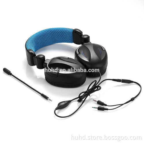 Big stereo headphone gaming headset for PC PS4 Xbox one, tablet foldable headphone with detachable mic